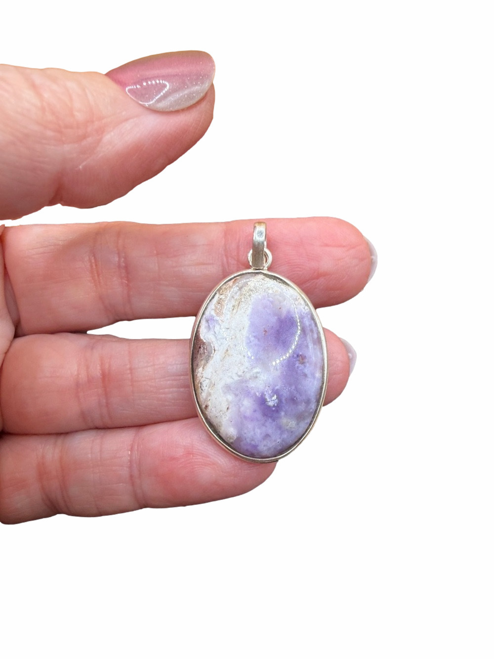 925 Sterling Silver Oval Tiffany Stone Pendant